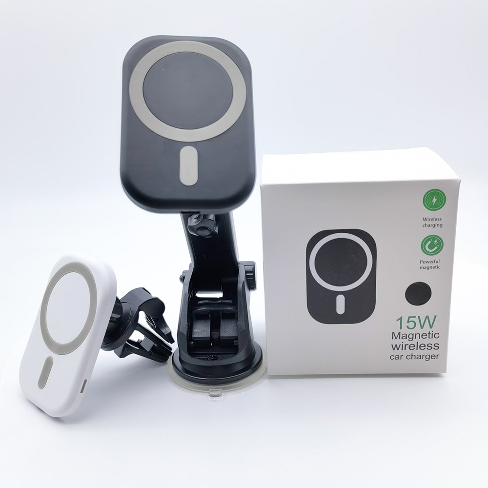 Soporte magnético inalámbrico para cargador de coche, 15W, para iPhone 12, Mini Pro Max, carga rápida, cargador portátil