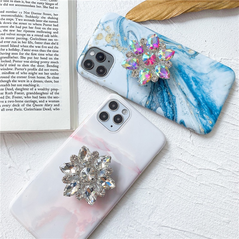 Soporte de teléfono para iPhone 12, 11 Pro, Max, XR, XS, MAX, Samsung Note S20, Ultra, Huawei, Xiaomi OPPO, soporte de anillo con soporte de piedra de lujo
