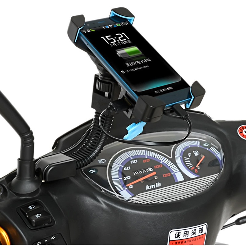 E-bike-soporte para teléfono móvil para motocicleta, cargador para teléfono inteligente, compatible con Scooter de 3,5 a 7 pulgadas