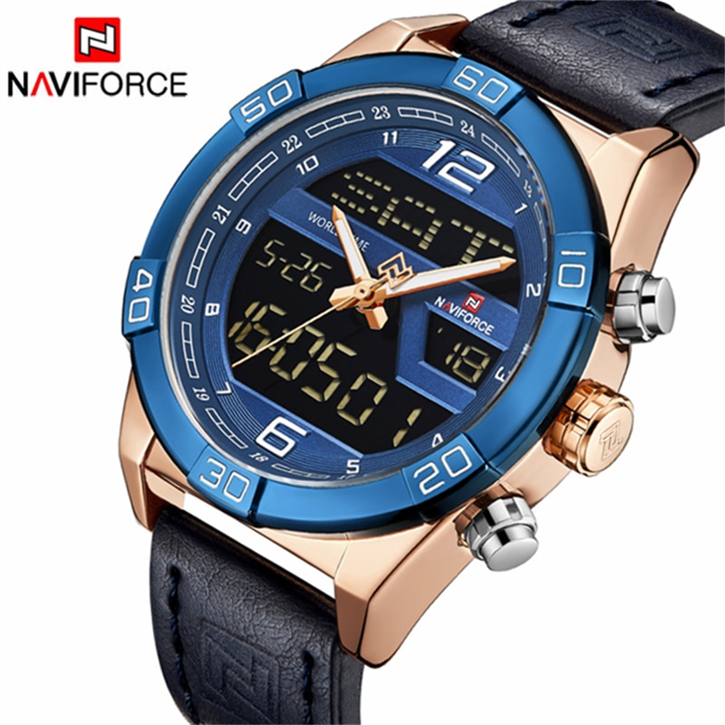 NAVIFORCE, reloj para hombre de marca de lujo, relojes deportivos de moda para hombre, reloj de cuarzo resistente al agua, reloj de pulsera militar de cuero del ejército