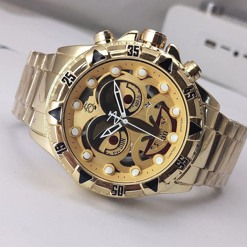 DC-reloj de buceo de cuarzo para hombre, con correa de acero inoxidable, reloj de pulsera de oro completo, historietas de Joker