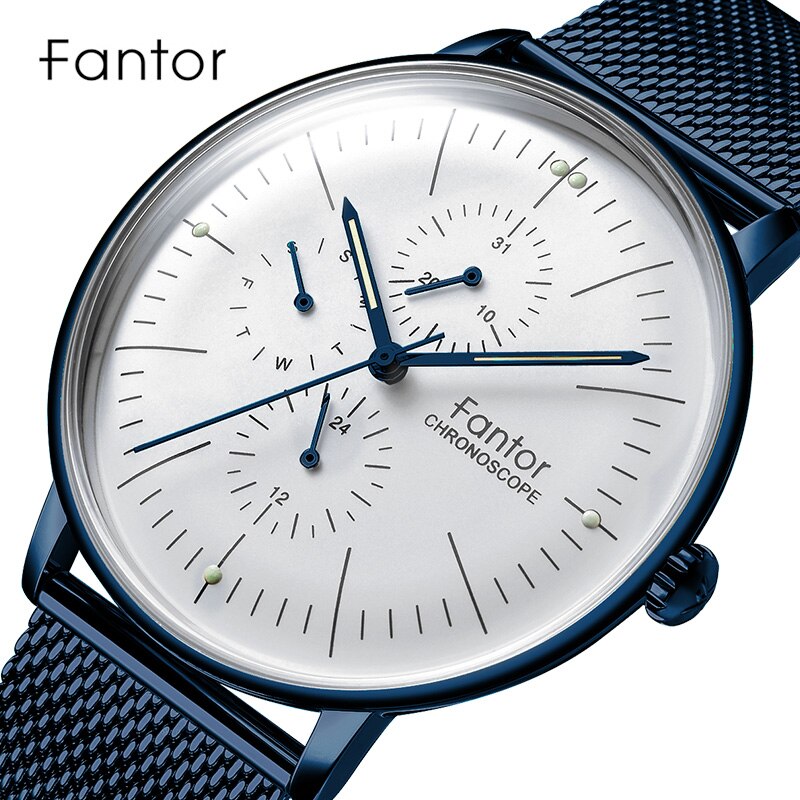 Fantor-reloj de cuarzo para hombre, cronógrafo de marca de lujo, de pulsera, informal, de malla, resistente al agua, 2019