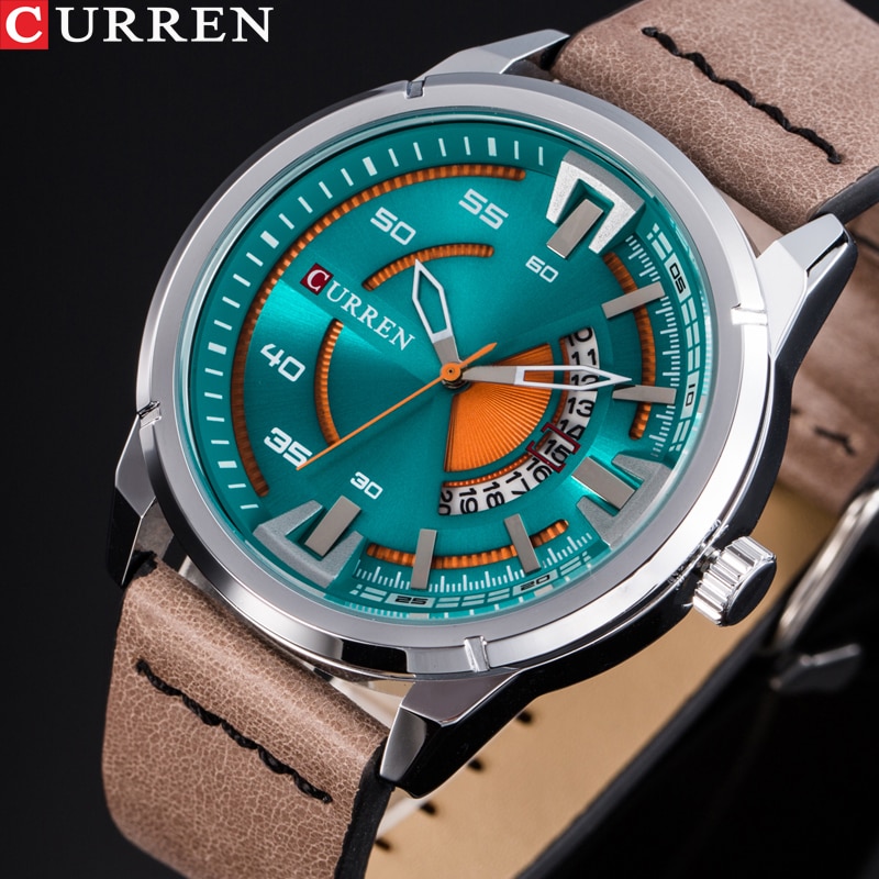 CURREN-reloj para hombre, deportivo, militar, de cuero, clásico, de cuarzo
