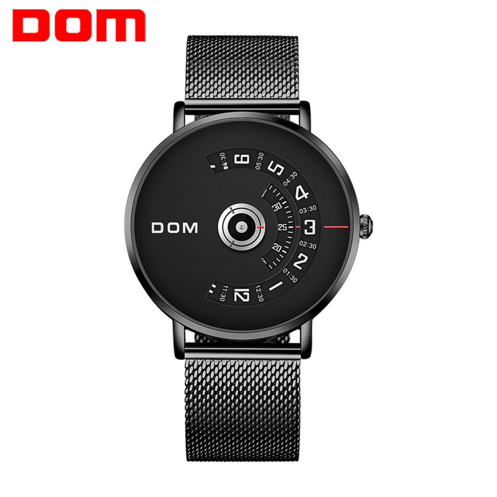 Relojes de moda DOM para hombre, esfera grande de lujo, elegante, de cuarzo, de acero, impermeable, deportivo, 2020