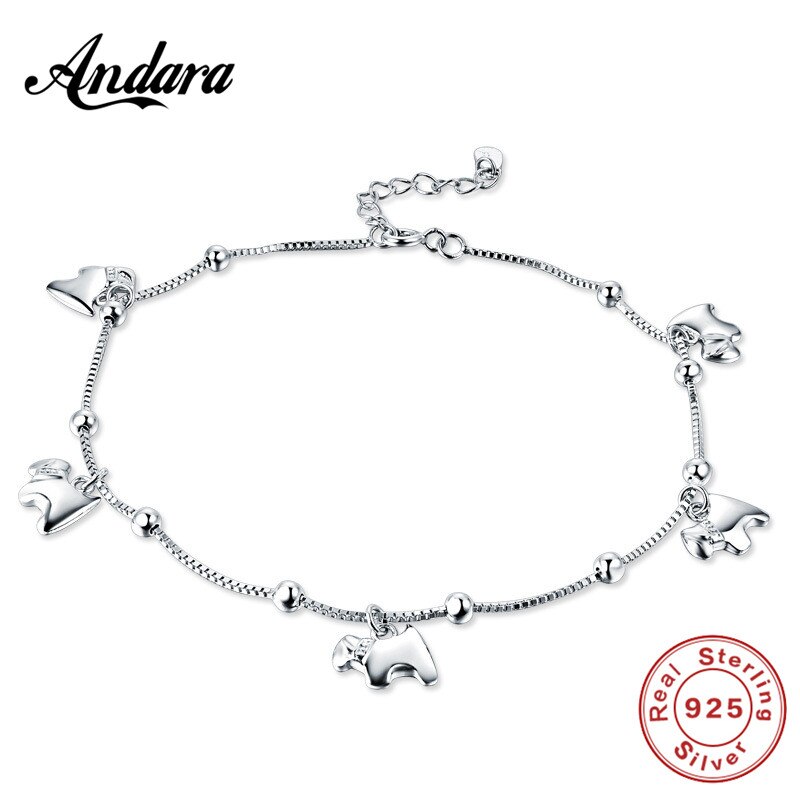 Tobillera de plata fina para mujer, colgante de troyano, tobillera de plata, accesorios de verano, joyería 100%
