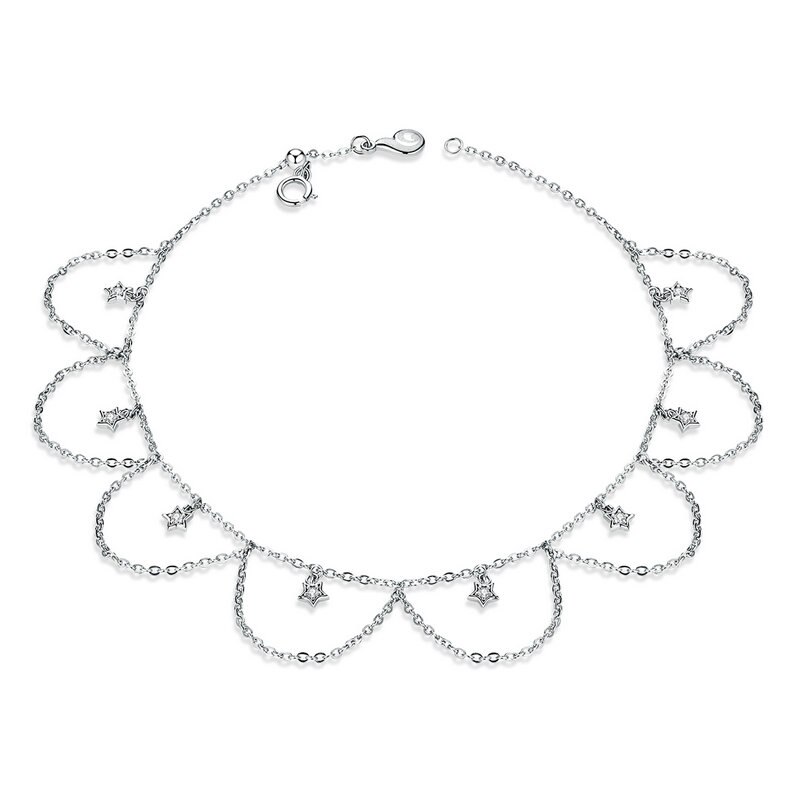 Tobillera de cadena de plata 925, brazalete de cadena con flor para pie, pata de Plata de Ley 925, accesorios de joyería fina CTU002