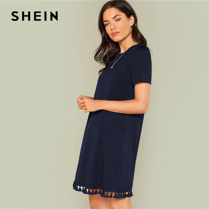 SHEIN vestido de verano con bolsillos con dobladillo y borlas