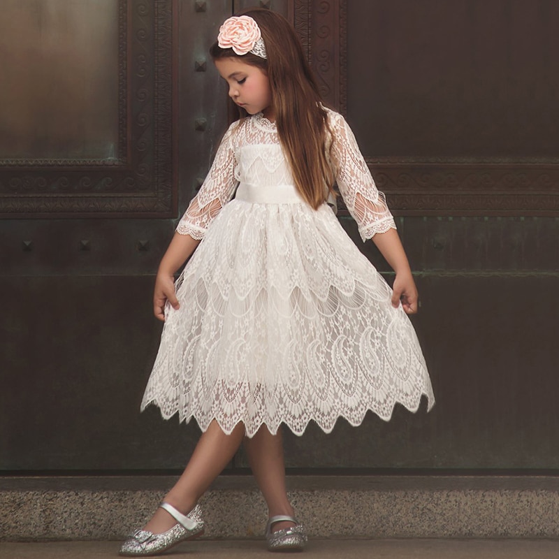 Vestidos infantiles para ninas ropa de Navidad traje de fiesta de encaje de media manga rojo para ninos vestidos elegantes de baile de graduacion de 3 a 8 anos ropa informal para