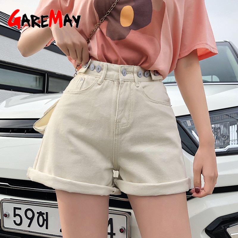 Garemay pantalones cortos de tela vaquera para mujer clasicos Vintage de cintura alta azul ancho pierna Caual para verano Ranero Logistic
