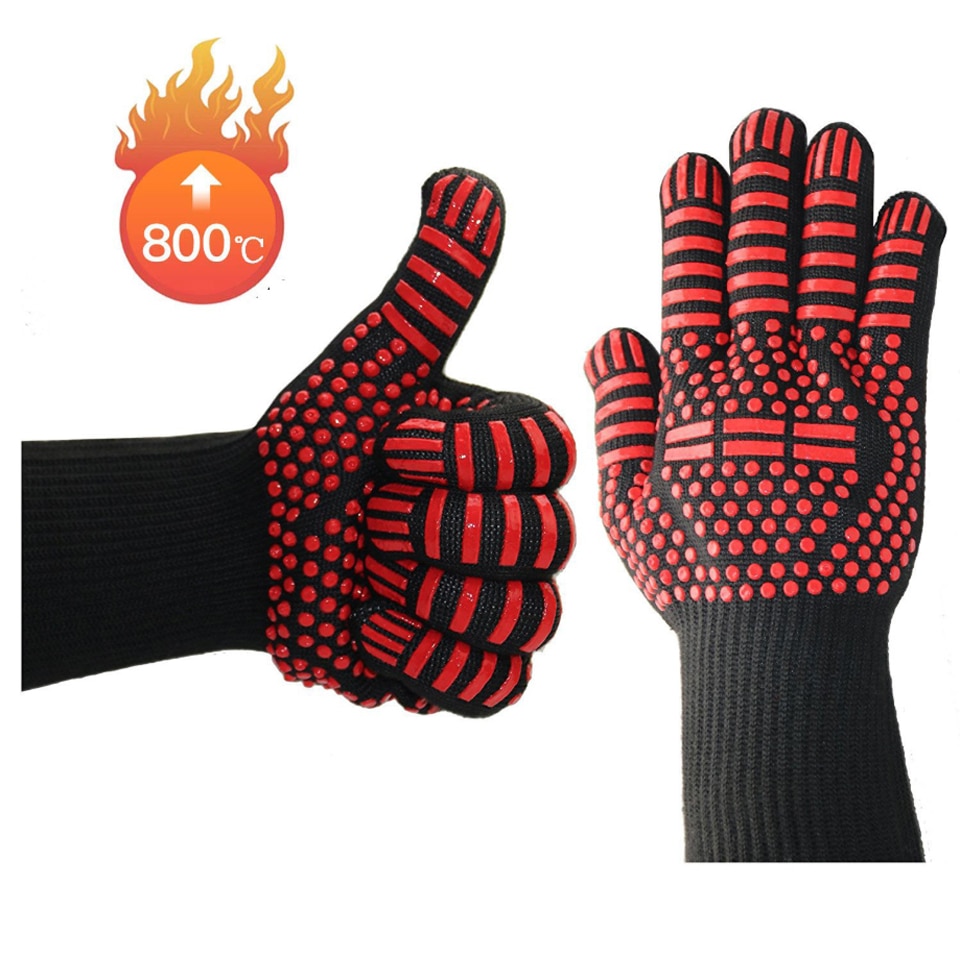 GBBO Guantes de barbacoa de 1472 °F resistentes al calor, guantes de horno  de silicona antideslizantes de grado alimenticio para cocina en casa